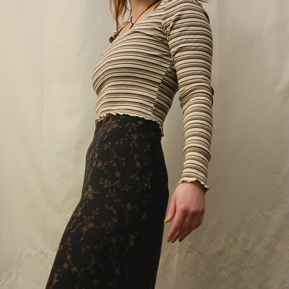Floral Black A-Line Skirt